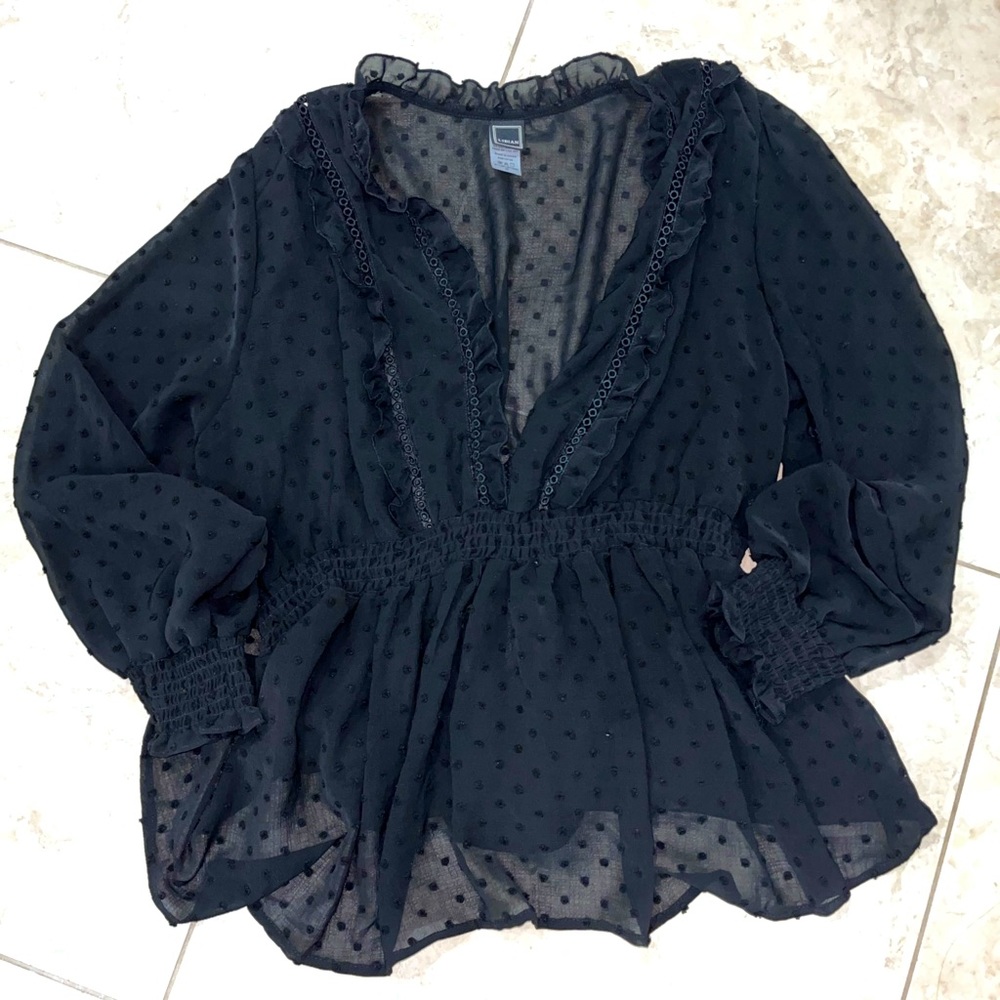 Libian: Black Long Sleeve, Elastic Waist & Sleeve, Size 2X, In Perfect Condition